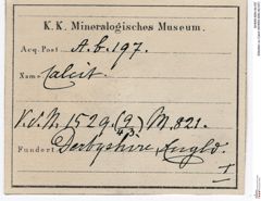 Etiketten zu Calcit (NHMW-MIN-Ab197)